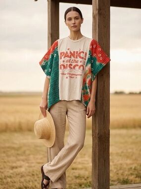 Handcrafted Upcycled Panic at the Disco Kantha Tunic NWT One Size